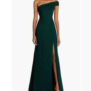 After Six Evergreen one shoulder gown 0 but tailored like 0p